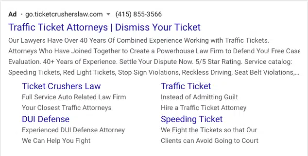 Leads for traffic attorney